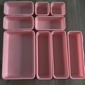 9 Piece Set Pink Silicone Organizer Trays